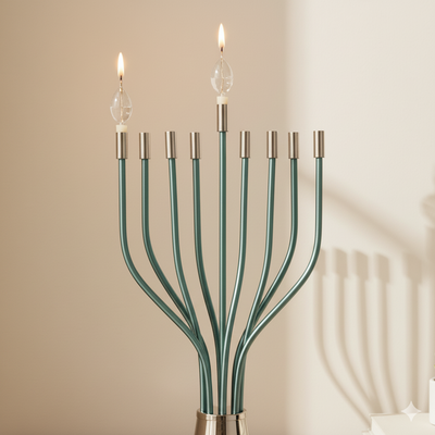 A huge Chanukah menorah with a spectacular design made of nickel and gold plating - The Holy Spirit Series 