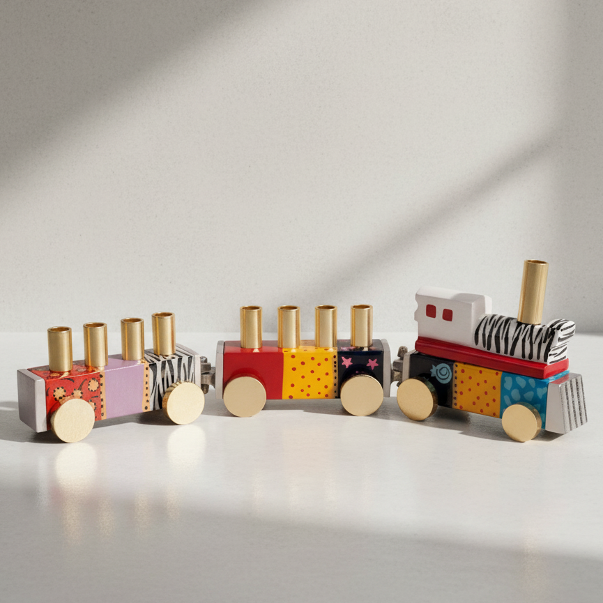 Kids' Judaica Train Menorah – Train Series  Red