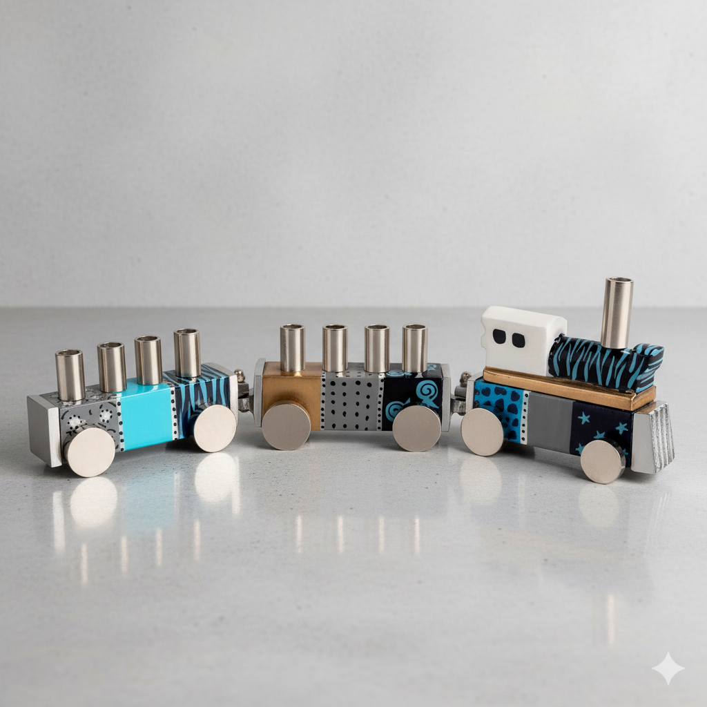 Kids' Judaica Train Menorah – Train Series  Blue