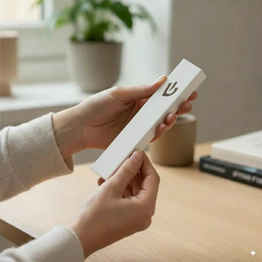 Sweetheart Mezuzah – Refined Linear Design in Polished Stainless Steel 