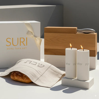 Modern Shabbat Set – A Perfect Blend of Luxury and Tradition - Shabbat Harmony Series  White / Full premium set