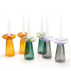 Mushroom Glass Shabbat Candlesticks