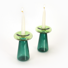 Mushroom Glass Shabbat Candlesticks