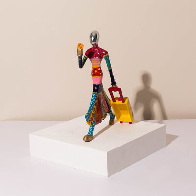 Stylish Traveler Sculpture – Flight Mood Figurine – Flight Mood Series  Red