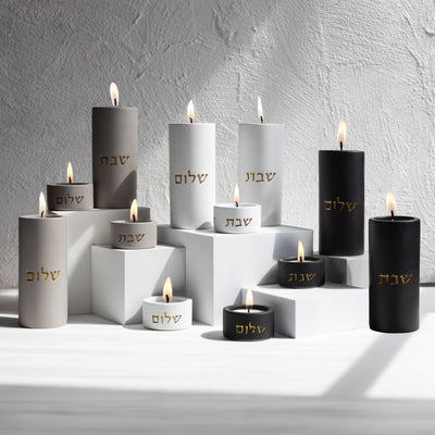 Shabbat Candlesticks in Black - Concrete