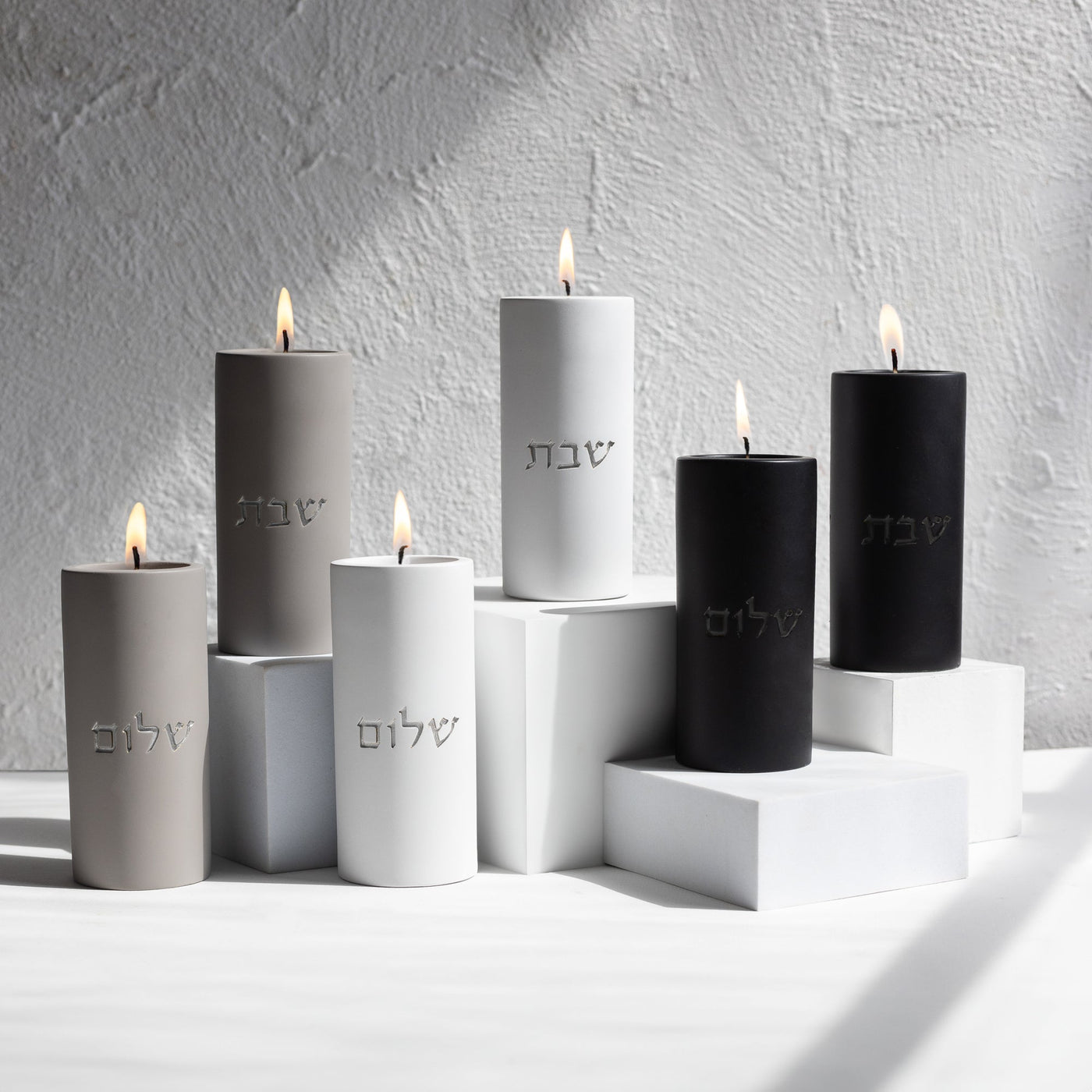 Modern Candle Holder for Jewish Home – Concrete Flow Series