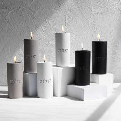 Modern Candle Holder for Jewish Home – Concrete Flow Series