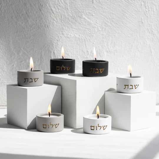 Handcrafted Concrete Shabbat Candlesticks - Concrete Gold Series (Copy) 