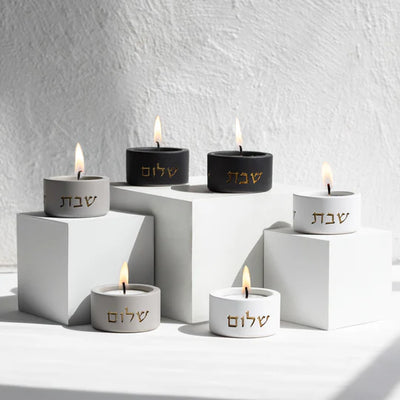 Handcrafted Concrete Shabbat Candlesticks - Concrete Gold Series (Copy) 