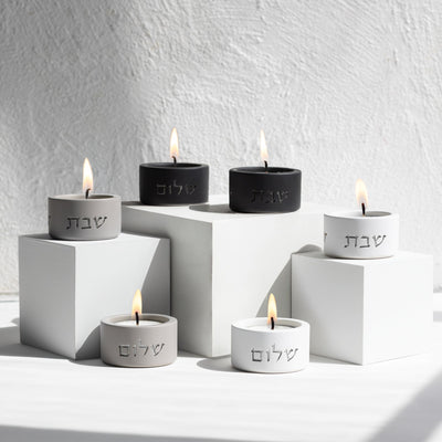 Modern Candle Holder for Jewish Home – Concrete Flow Series