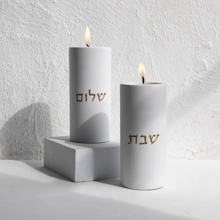A pair of natural concrete candleholder for sitting in impressive colors - model - Concrete Gold (Copy) 