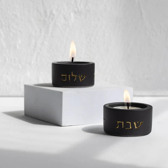 Handcrafted Concrete Shabbat Candlesticks - Concrete Gold Series (Copy) 