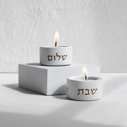 Handcrafted Concrete Shabbat Candlesticks - Concrete Gold Series (Copy) 