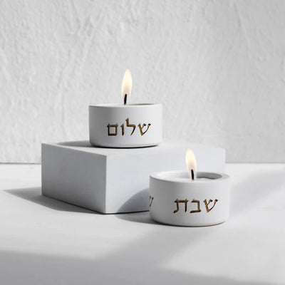 Handcrafted Concrete Shabbat Candlesticks - Concrete Gold Series (Copy) 
