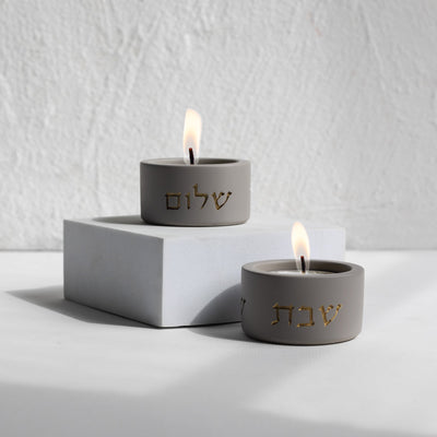 Shabbat Candlesticks in Black - Concrete