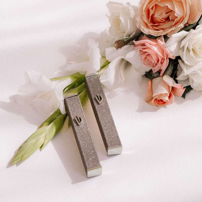 Candy Mezuzah – Neutral Gray with Simple, Elegant Striping  L - 6" (Fits 4" or 5" scroll) / Sparkling Brown