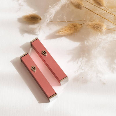 Candy Mezuzah – Blush Pink with Subtle Grooved Design 