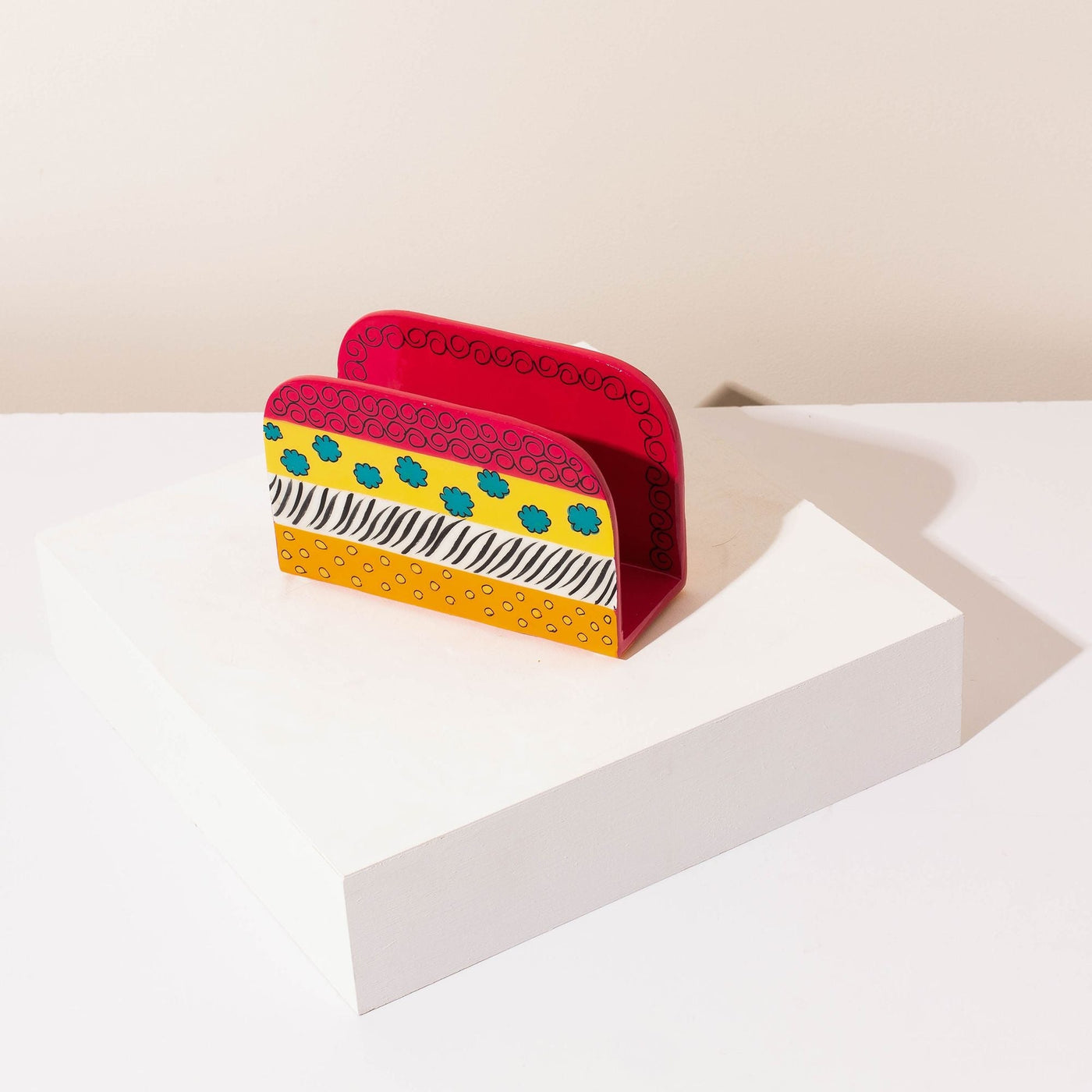 Stylish Napkin & Blessing Holder – Hand-Painted Aluminum – ColorPop Series  Red
