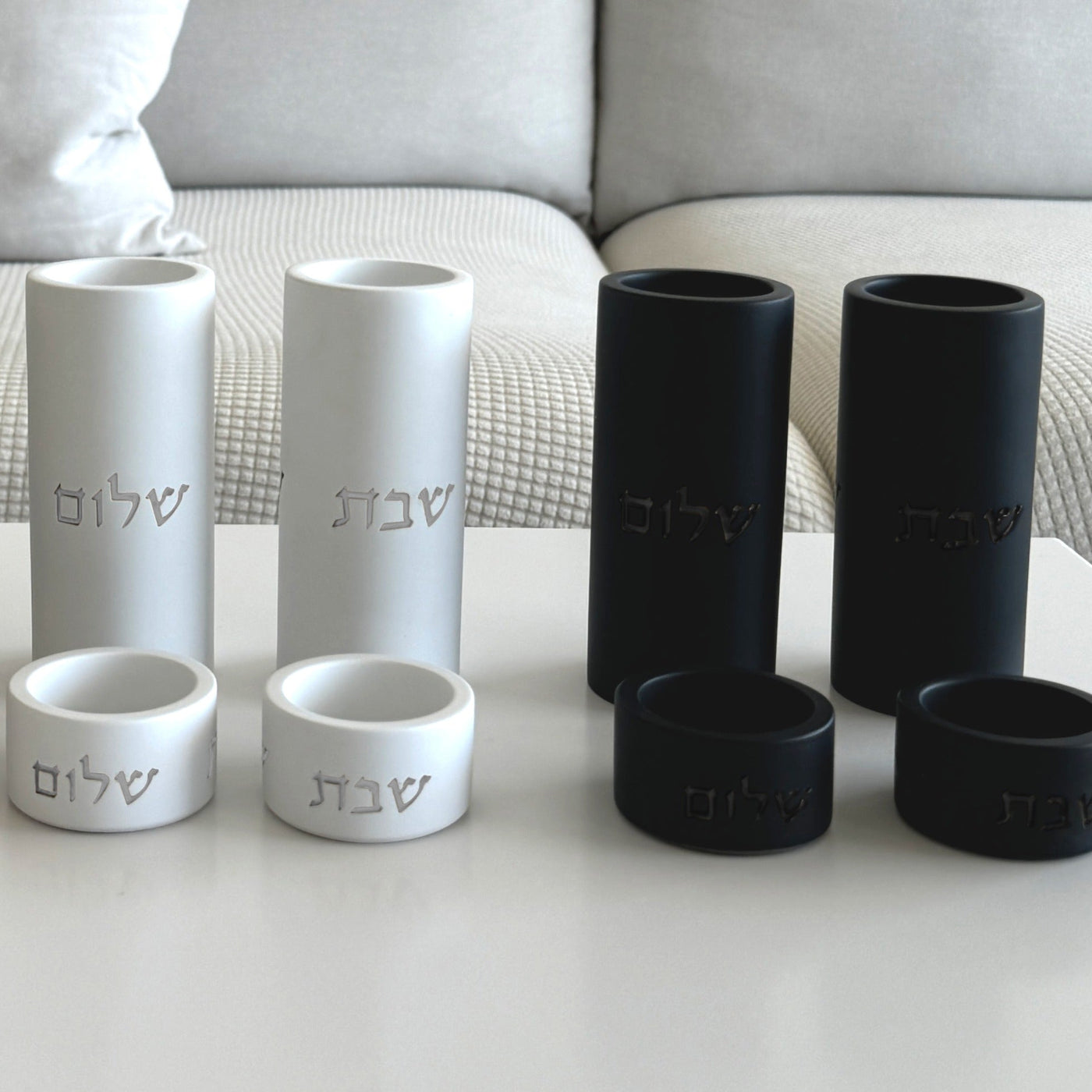 Modern Candle Holder for Jewish Home – Concrete Flow Series