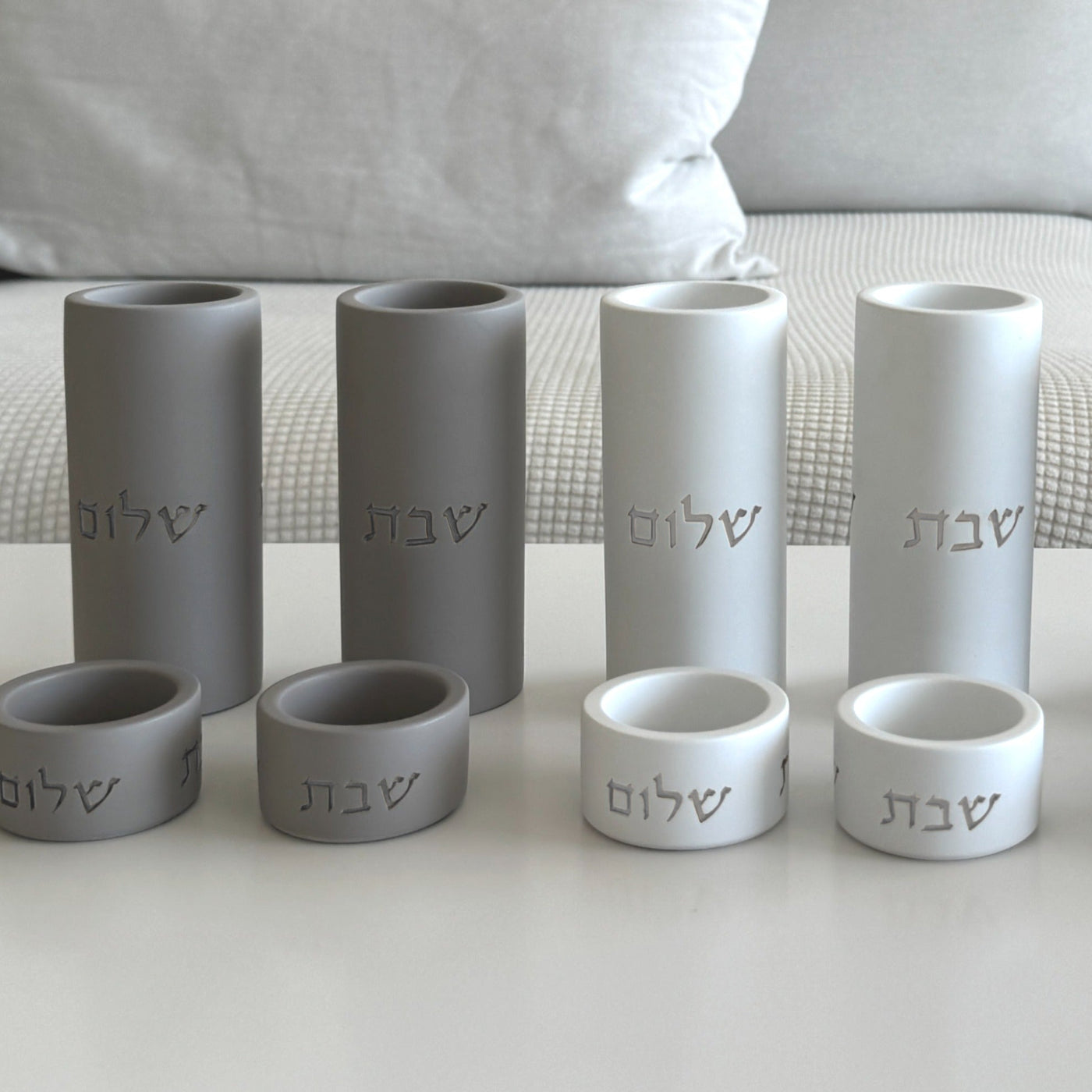 Modern Candle Holder for Jewish Home – Concrete Flow Series