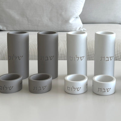 Modern Candle Holder for Jewish Home – Concrete Flow Series