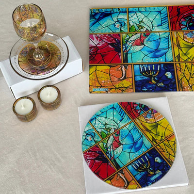 Elegant Shabbat Set with Yellow Enamel – Chagall Yellow Series 