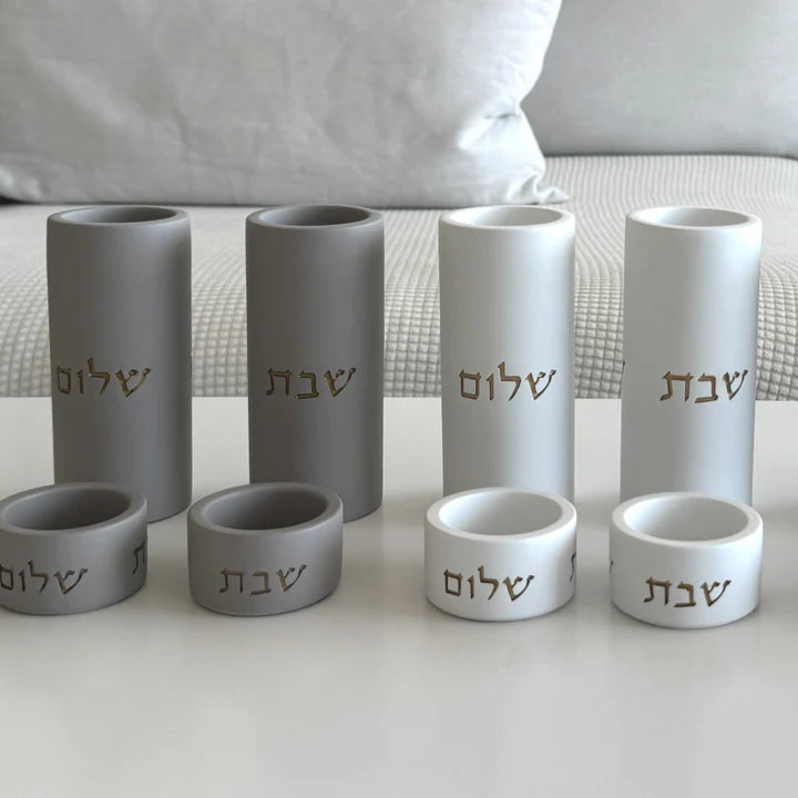 A pair of natural concrete candleholder for sitting in impressive colors - model - Concrete Gold (Copy) 