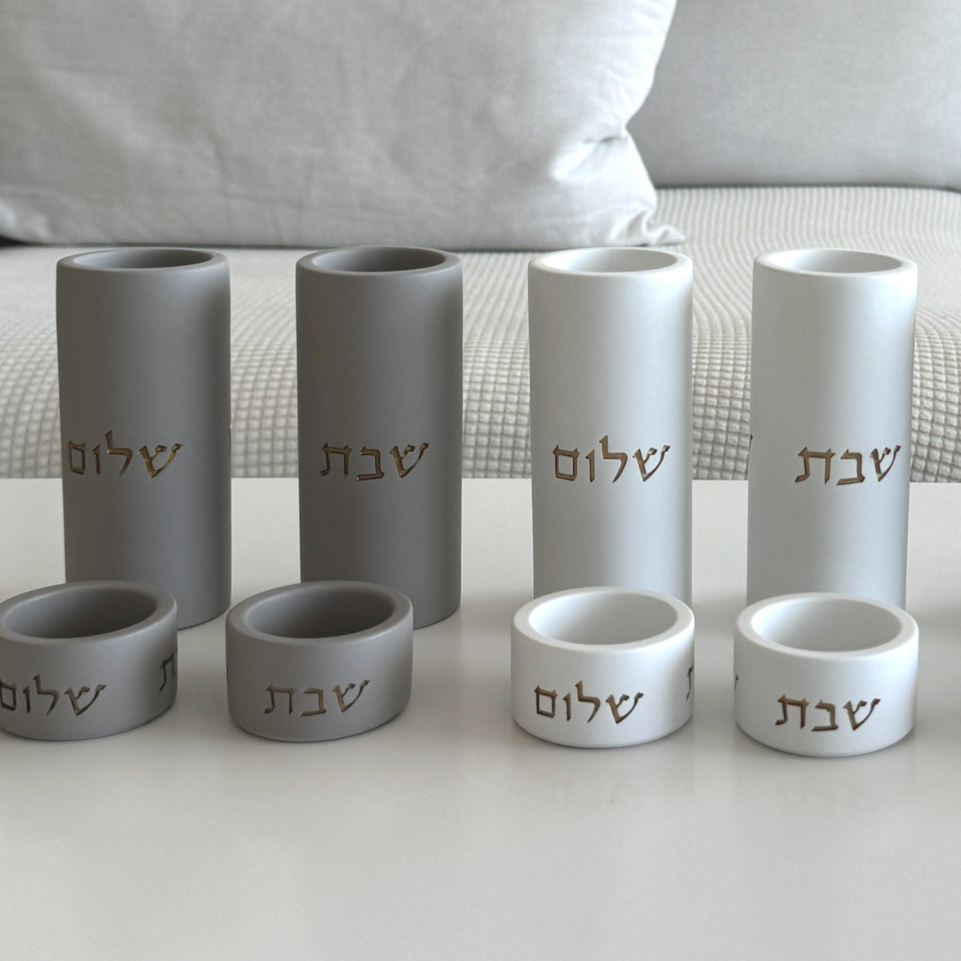 Stylish Concrete Shabbat Candle Holders – Concrete Gold Series 