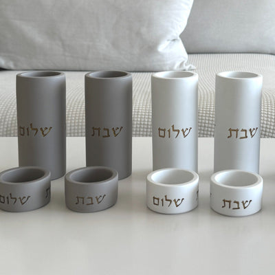 Stylish Concrete Shabbat Candle Holders – Concrete Gold Series 