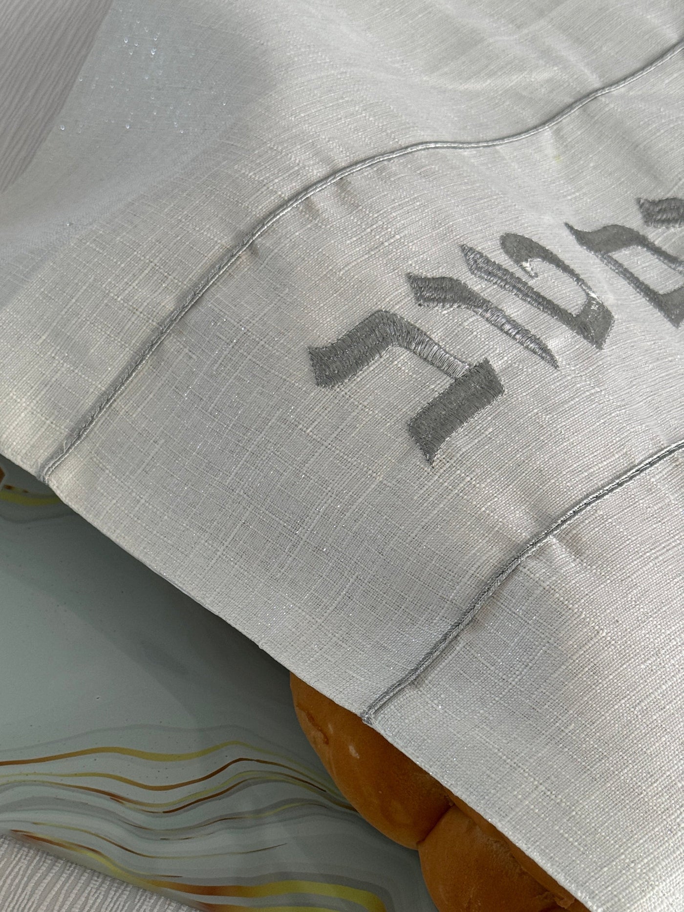 Luxury White Linen Challah Cover – Pure White Series 