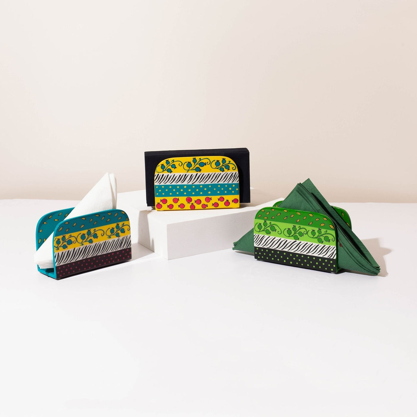 Stylish Napkin & Blessing Holder – Hand-Painted Aluminum – ColorPop Series 