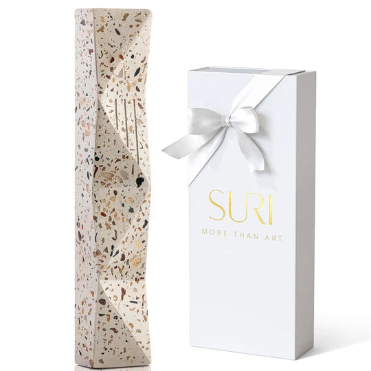 Mezuzah Artistic Terrazzo in Earthy Natural Tones - Wave Series 