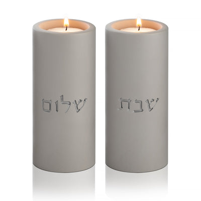 Modern Candle Holder for Jewish Home – Concrete Flow Series