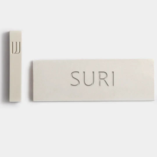 Personalized entrance sign made of clean beige concrete with engraving - Sandy series (Copy)  Name + HOUSE / Door sign + Mezuzah case