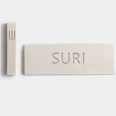 Personalized entrance sign made of clean beige concrete with engraving - Sandy series (Copy)  Name + HOUSE / Door sign + Mezuzah case