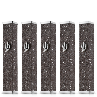 Set of Sparkling Gray Mezuzah Cases - Candy