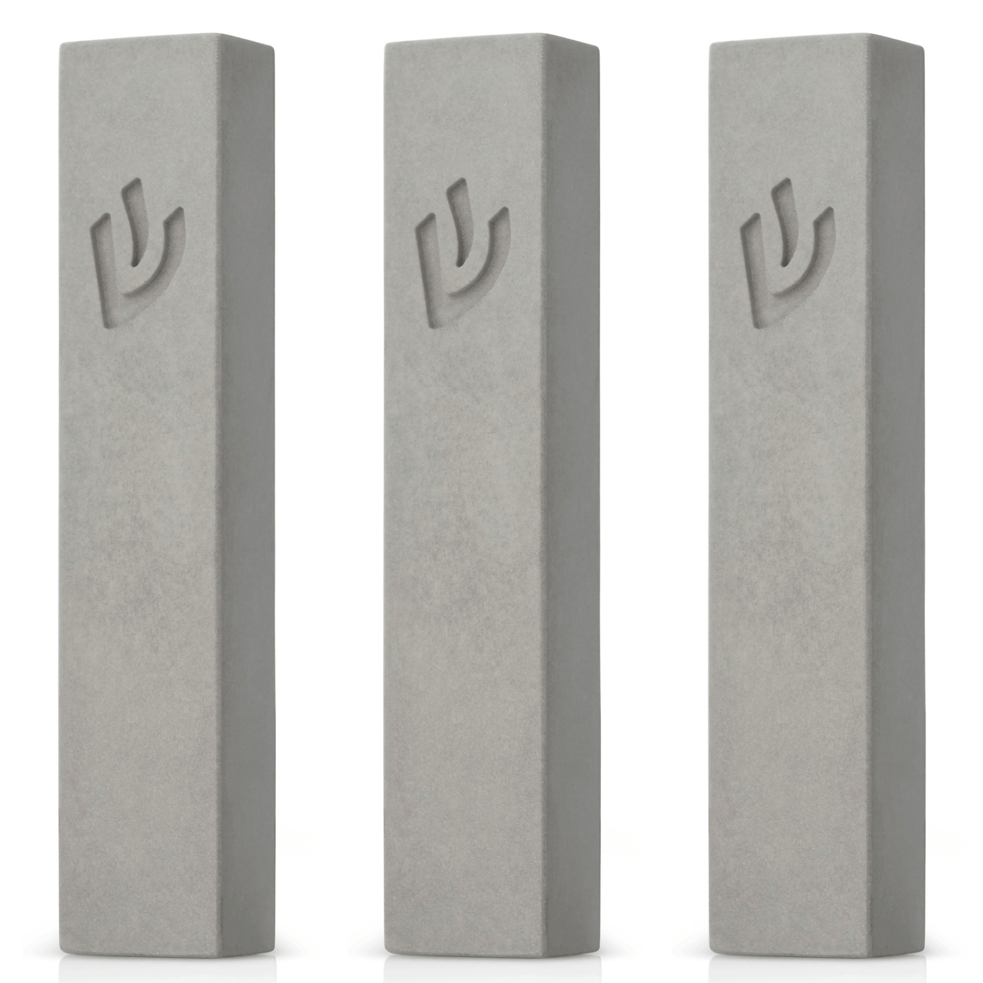 Set of Concrete Dark Gray Mezuzah Cases - Street