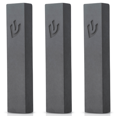 Set of Concrete Dark Gray Mezuzah Cases - Street