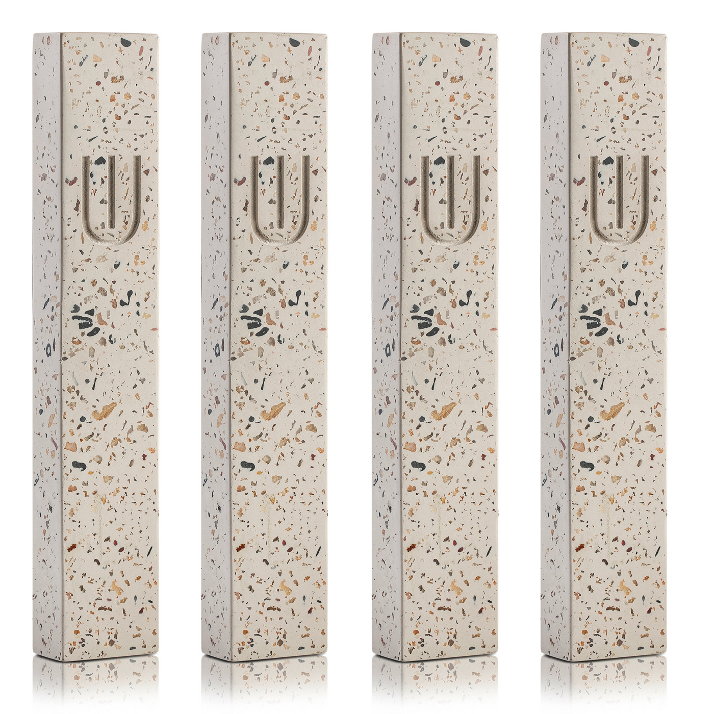 Set of Concrete Mezuzahs for Entry Doors and Rooms in Stone Terrazzo - Timeless