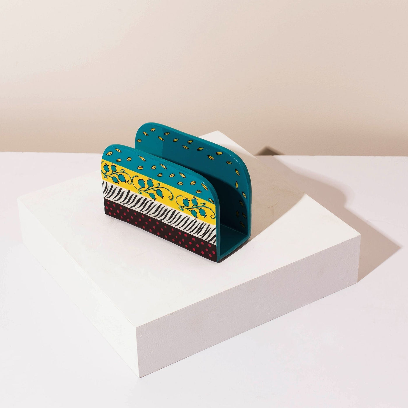Stylish Napkin & Blessing Holder – Hand-Painted Aluminum – ColorPop Series  Turquoise