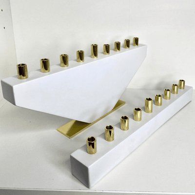 White Fancy Lady Concrete Menorah