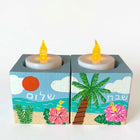 Personalized Shabbat Candle Holder Set - Tropical Ocean