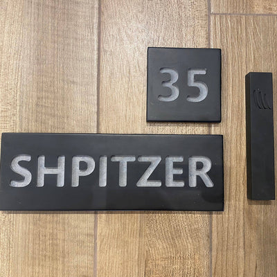 Personalized Concrete Sign for Home – TailorMade Series  Name + "HOUSE" / Full Entry Set (Door Sign & Numbe