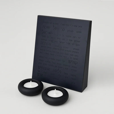 Elegant Concrete Candle with Engraved Blessing – Clean & Siena Series  Black
