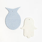 Set of Big Fish and Small Hamsa |White Oriental and Sky Blue Zigzag