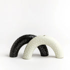 Set of 2 Large Arch Candle Holders | Black & Mint Green