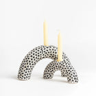 Set of Medium & Large Arch Candle Holders | White with Black Stars