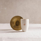 Porcelain Kiddush Cup Set with Hebrew Gold Design