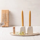 Porcelain Shabbat Candle Holder Set – Oval Tray & Beeswax Candles
