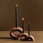 Set of 3 Candle Holders S & M Arches, Large Wide Hoop | Indian red with Cream Pattern